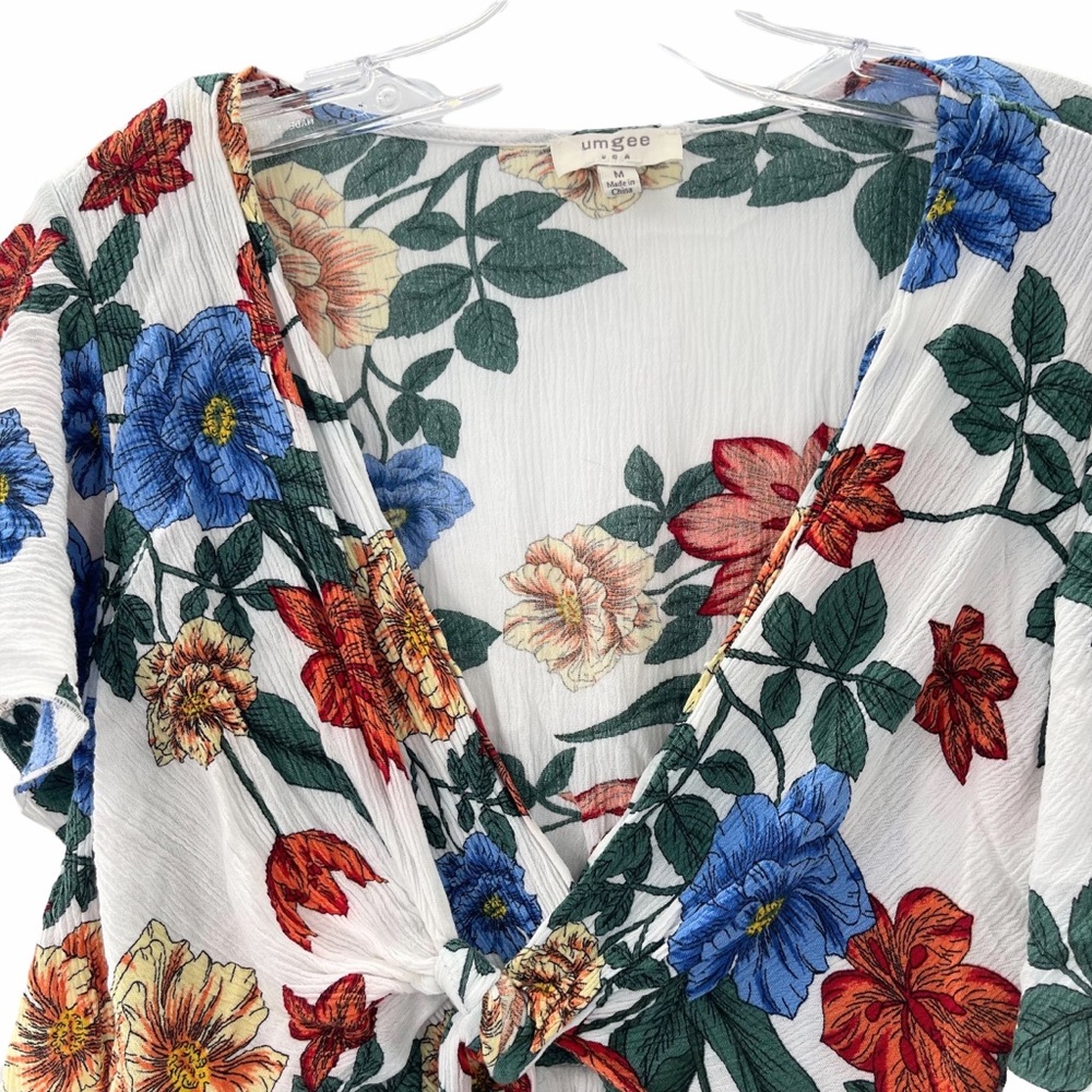 Umgee Floral Tie Front Mini Dress Size Medium - Picture 8 of 12